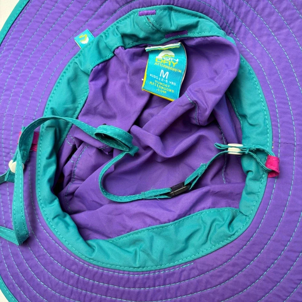Sunday Afternoons 2 Kids Sun Hats Bundle Floral Blue Wide Brim M/L 2-12 Years